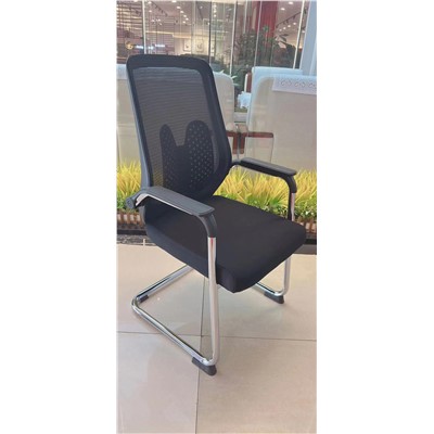 海邦812單人辦公座椅電腦椅舒適久坐人體工學(xué)弓形靠背固定會(huì)議室職員椅 【弓形腳】黑框黑網(wǎng)